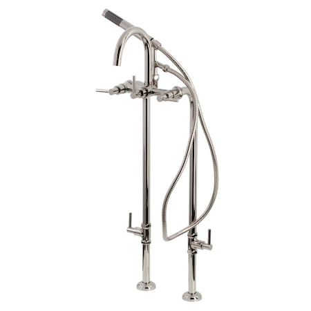 Aqua Vintage CCK8106DL Freestanding Tub Faucet with Supply Line, Stop Valve, Polished Nickel CCK8106DL